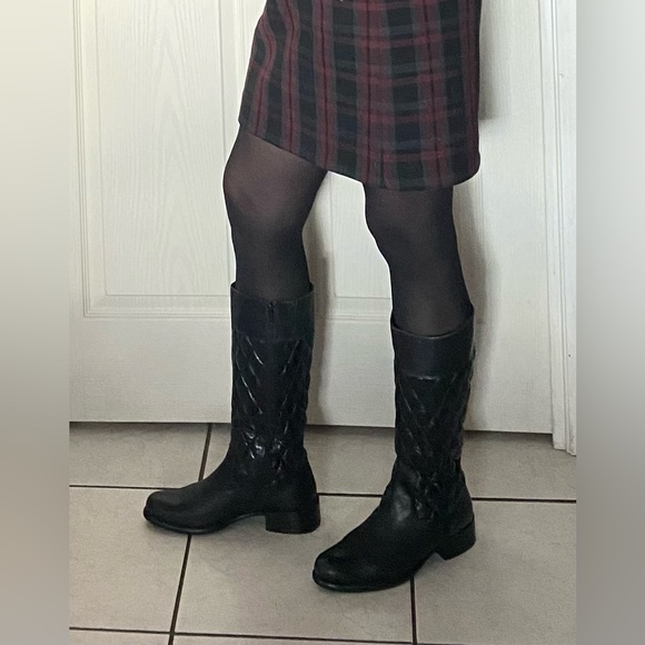 St Emile Black Knee High Quilted Leather Boots - Picture 6 of 9